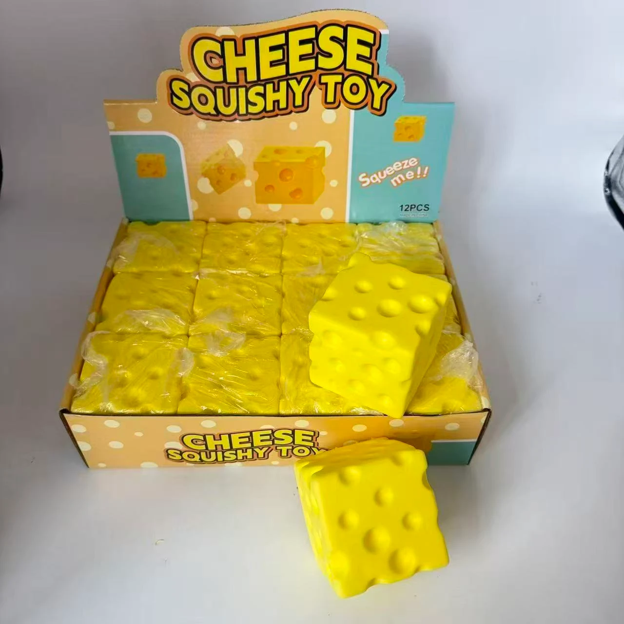 Yellow Cheese Cube Squishy